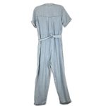 Three Bird Nest Tencel Chambray Jumpsuit Size Small Belted Blue Pockets Photo 2