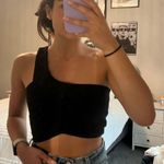 ZARA Black One Shoulder Crop Top Photo 0