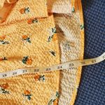 Orange Peplum gingham crinkle texture roses print short sleeves top Size 1X Photo 5