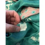 Peacock Floral Long Robe Womens Large Green Satin Kimono Belted Loungewear Photo 11