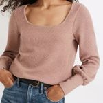 Madewell ottoman ribbed square neck long sleeve top mauve pink Photo 0