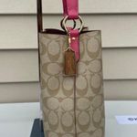 Coach KhakiPink Signature Town Small Bucket Bag Photo 6