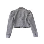 Bershka  Cropped Blazer with Puff Sleeves Gingham Plaid Black White Academia Photo 6