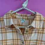 Aerie Orange Plaid Flannel Button Down Top Photo 2