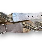 Vintage Statement Belt Metallic Silver Gold Braided Leather Sequins Beads Boho Gold Photo 0