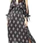 MISA Los Angeles Ales Floral Black Maxi Smocked Dress Size Medium Photo 0