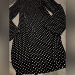 Elegant Black and White Polka Dot Long Sleeve Dress Size M Photo 4