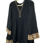 In Loom  Black V Neck Embroidered Long Sleeve Boho Comfy Tunic Dress Cotton Sz M Photo 10