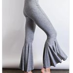 Womens Baby Bell Ribbed Knit Pants in Heathered Gray sz medium Photo 1