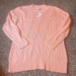CJ Banks Women's 1X Pink‎ Knit Sweater Tunic Long Sleeve Diamond Openwork New Pink Photo 0