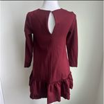 Banana Republic  Dress woman's Petite Burgundy Long Sleeve Ruffle Hem Dress Photo 2