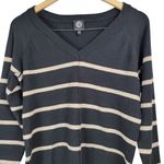 Bobeau  Womens Sweater Black Beige Stripe V Neck Long Sleeve Size‎ S Photo 2