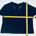 Calvin Klein Tops Women XL Black VNeck Grommet Stud Pullover Rayon Photo 5