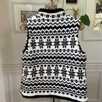 Talbots  Black White Fair Isle Sweater Vest Fur Trim M Petite Photo 1