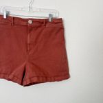 Loft [] Rust Red Welt Pocket High Rise Denim Shorts Flat Front Stretch Size 31 12 Photo 8
