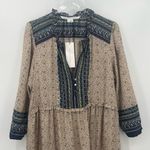 Veronica Beard  Lumi 100% silk dress ruffle hem knee length tan navy size 14 NEW Photo 3