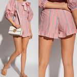 See By Chloe SEE BY CHLOÉ Neo Janis Striped Cotton Poplin Frill Shorts Red Multicolored Photo 1