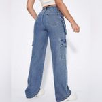 SheIn Medium Wash Casual Womens High Waist Flap Pocket Side Cargo Jeans size 4 Photo 1