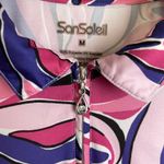 San Soleil Top Womens Size Medium Pink Floral 1/4 Zip Long Sleeve Sun UV UPF Photo 8