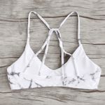 Bikini Top S Marble Print Criss Cross Strappy Back Sporty Padded Swimwear Sexy White Photo 2