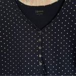 Relativity  Navy Blue V Neck Silver Polka Dot Sweatshirt T Shirt Photo 3