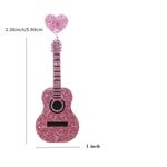 Sparkle with style: Pink guitar glitter acrylic earrings‎ Photo 6