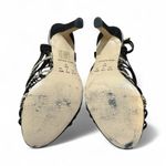 Cassia Black Gold Strappy Heels Size 4 Formal Wedding Stiletto Photo 5