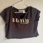 DKNY Vintage Brown Cropped Baby Tee size Large Photo 0