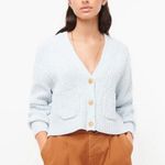 J.Crew  Women's Blue Cotton Cropped Patch-Pocket Beach Cardigan Sweater  Size M Photo 0