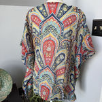 J. McLaughlin  Delicate Lightweight Cotton Kaftan Tunic Blouse‎ Boho Paisley XS-S Photo 1