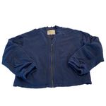 Pilcro Anthropologie  Knit Bomber Jacket Top‎ Zip-Up Navy Long Sleeve Large Photo 2
