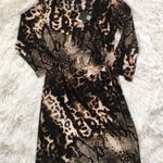 MILANO snake skin print pattern long sleeve Sheath dress brown/black size Large Photo 3