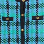 SUNCOO Paris Women's Blue Black Plaid Check Gold Button Gaya Cardigan Jacket T1 Photo 7