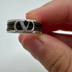 Valentino Garavani Sterling Silver Logo Ring Size 5 Photo 0