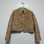 7 For All Mankind  Quilted Cropped Floral Mustard Yellow Jacket Size XS Photo 1