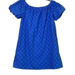 ZARA Off Shoulder Textured Eyelet Mini Sun Dress Balloon Sleeve Pockets M Blue Photo 0