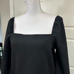 Madewell  Classic Black Crepe Square Neck Line Puff Long Sleeve Top Size Small Photo 2