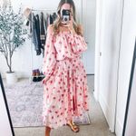 Alexis Tilia Pink Floral Off the Shoulder Tiered Midi Dress Photo 4