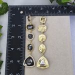 Boutique Statement Long Glam Earrimgs Gold with Smokey Grey Photo 8