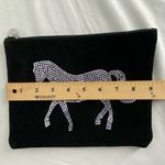 Me.n.u Suede Zipper Bag with Rhinestones in the shape of a horse. 9” x 7” Black Photo 5