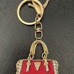New Bedazzled Shiny Red w Crystals Bag Charm Keychain Photo 0