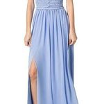 Dress the Population  Aura Chiffon Halter Maxi Dress Blue M NWT Photo 0