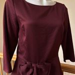 Ann Taylor Burgundy 3/4 Sleeves Front Bow Light Material No Tag Sz M. Zip OnSide Photo 4