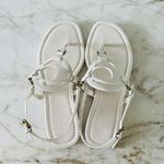 Coach Jeri Solid Chalk Leather Thong Sandal Logo Accent - US 6.5 Photo 7