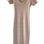 Forever 21 Nude Pink Side Slit Ribbed Short Sleeve Silhouette Dress Size M Photo 0