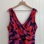 LANDS END Tummy Control Surplice Wrap Swim Dress One Piece Swimsuit Size 18 Blue Photo 4