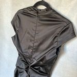 Cache Vtg  Dress 12 Black Satin Cap Sleeve Bodycon Cocktail Formal Midi Photo 3