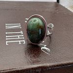 Handmade  Moss Agate Ring Stainless Steel Adjustable Green Purple Brown Photo 0