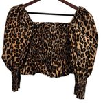 ZARA Leopard Print Puff Sleeve Top S Photo 0