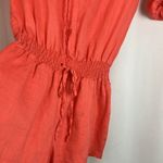 Victoria's Secret Victoria’s Secret Linen Tangerine Orange Button-Up Shorts Romper woman’s size 8 Photo 3